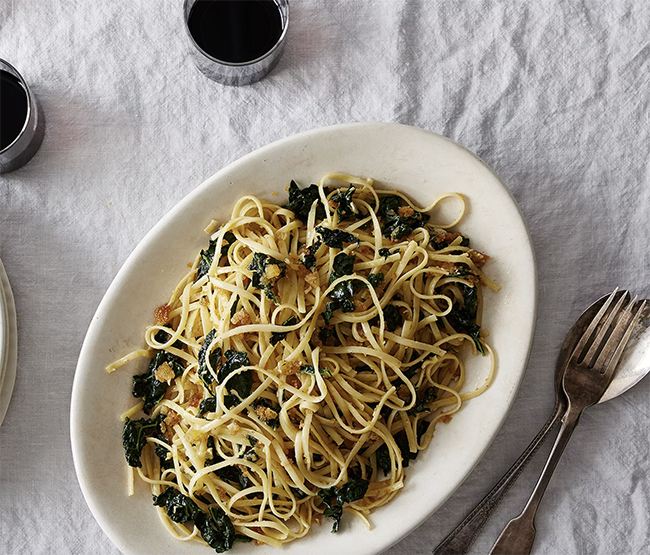 Squid Ink Tagliatelle with Squid and White Wine-Tomato Sauce Recipe, Anne  Burrell