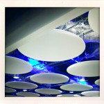 Mod ceiling at Heathrow, uderwhich we stood for an hour for the passport check