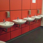 Sinks in the women's toilets