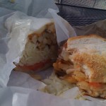 Primanti Bros. famous sandwich with the fries & coleslaw inside