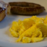 Brunch: cimmy bun, eggs, & sausages