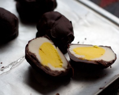 Creme egg cut - looks suitably yolk-like