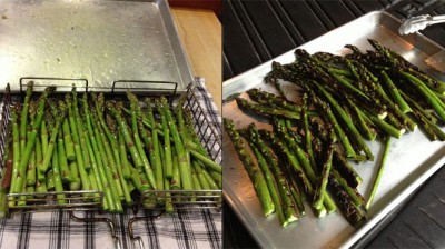 Grilled asparagus raw & cooked