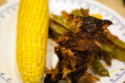 Ribs, corn and beans for supper