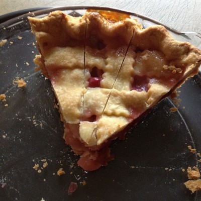 Cranberry pear lattice pie