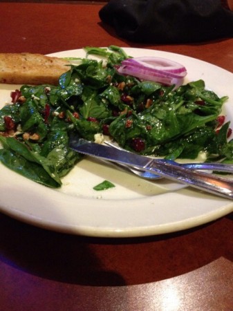 Spinach salad at Luce