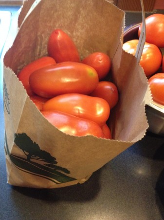 This was the prize - a 5# bag of romas for $7.50