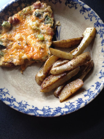Ham and broccoli frittata with fingerling potatoes
