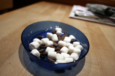 chocolate chips and marshmallows