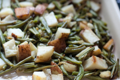 Roasted Green Beans & Potatoes with Shallots 