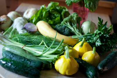 Contents of one vegetable bin, in upstairs fridge