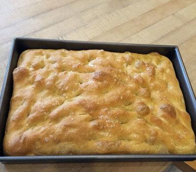 Sandwich focaccia, to eat with tomatoes and goat cheese and ham salad and all manner of summery things