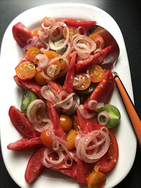 tomato salad with warm shallot dressing