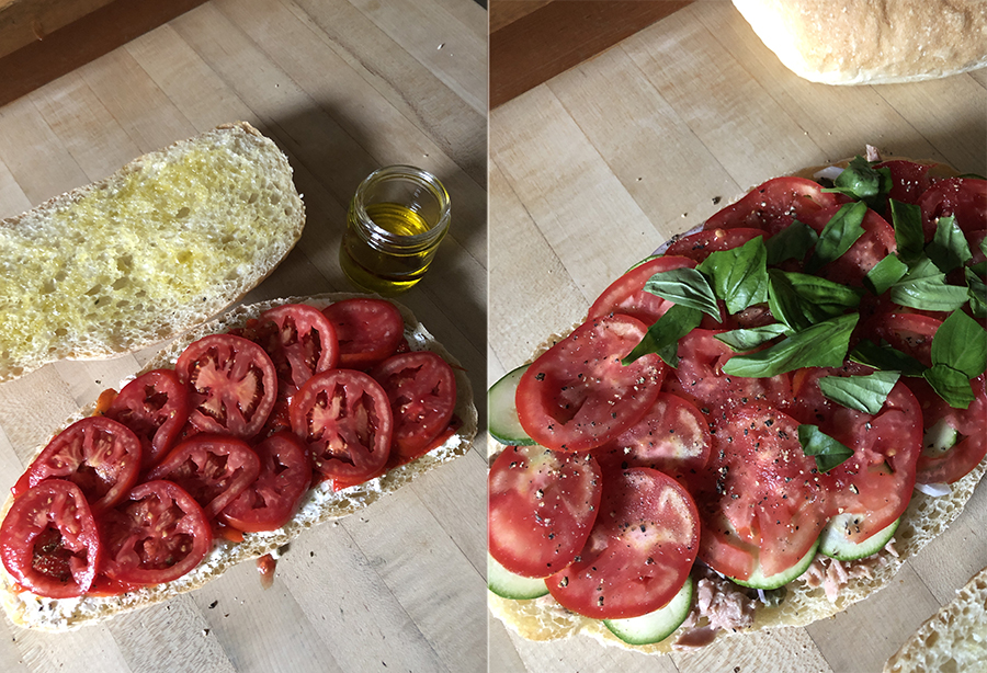 Mediterranean pressed sandwiches