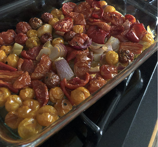 roasted veg sauce in process