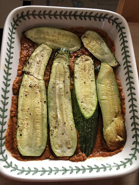 zucchini parmesan in process